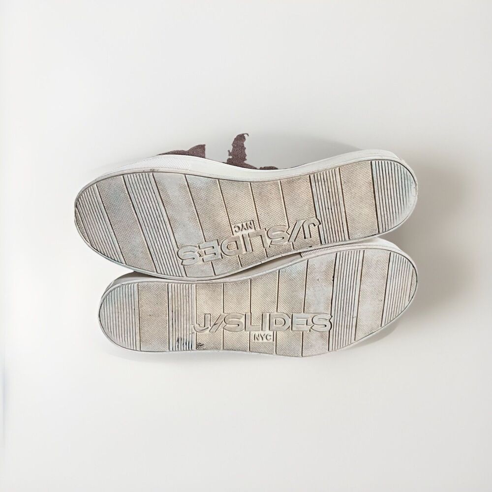 J/Slides NYC Womens Size 7.5M Suede Hidden Wedge Sneakers Taupe Slip On Platform - Picture 7 of 9